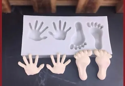 Baby Shower Baby Feet Hand Silicone Fondant Mould Chocolate Sugarcraft Cake Mold • £3.29