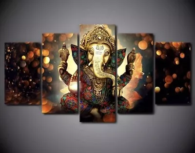 Abstract Hindu God Ganesha 5 Piece Canvas Print Poster Wall Art Home Decor • $20.60