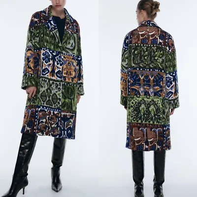 Zara Jacquard Masculine Coat Multicoloured  Size Xs Bnwt • $118.37