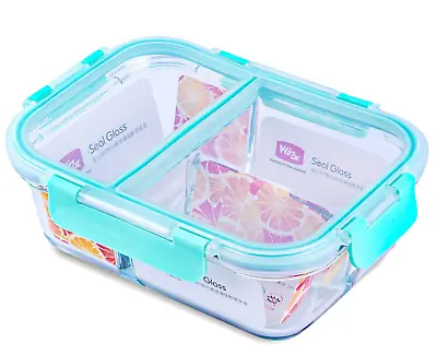 $17.95 • Buy 1.1 Qt Glass Food Storage Container 3-Compartment Meal Prep Container W/Lock Lid