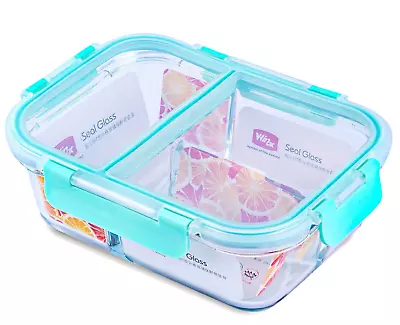 $17.95 • Buy 1.1 Qt Glass Food Storage Container 3-Compartment Meal Prep Container W/Lock Lid