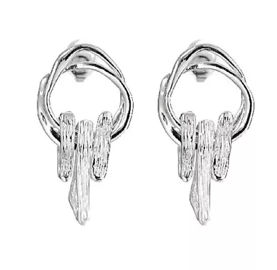 QVC Hagit Sterling Silver Sculpted Circle And Bar Earrings • $159.99