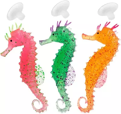 3Pcs Aquarium Ornament Glowing Floating Effect Artificial Sea Horse For Fish Tan • $17.24