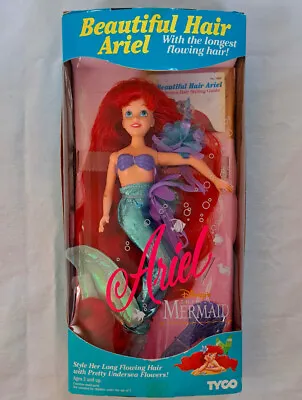 1992 ARIEL THE LITTLE MERMAID Beautiful Hair Doll Disney TYCO #1802 MIB NRFB • $55