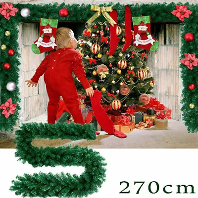 Christmas Xmas Tree Garland Rattan With Lights Stair Door Wreath Decorations AU • $40.12