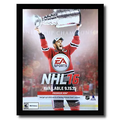 NHL 16 Framed Print Ad/Poster PS4 Xbox One Jonathan Toews Blackhawks Hockey Art • $55.49