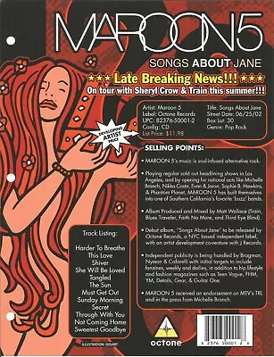 MAROON 5 Double Sided PROMO TRADE AD Poster For Jane CD Sheryl Crow & Train TOUR • $24.99