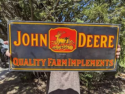 Large Vintage John Deere Tractor Porcelain Sign Farm Equipment  24  X 10.5  • $239