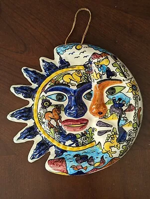 Eclipse Sun Moon Mexican Talavera Wall Art Hand Painted Ceramic Pottery SIGNED • $35