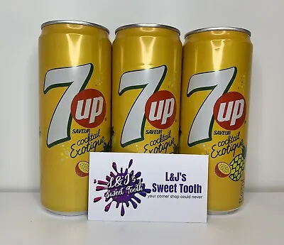 7UP Exotic Cocktail Flavour Soda Fizzy Soft Drinks France Import 330ml (x3 Cans) • £7.75