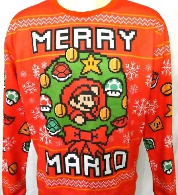 Super Mario Bros. Multicolor XL Sweater Christmas Theme Merry Mario Polyester • $40