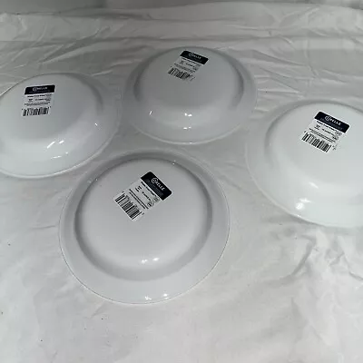 4 Corelle Winter Frost White 8 1/2  Flat Rimmed Soup Salad Pasta Bowls New NWT • $47.56