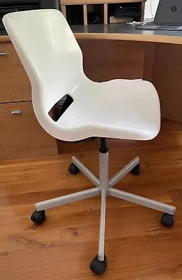 Desk Chair Adjustable Seat Height White PVC Excellent Condition • $20