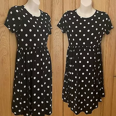 £12.99 • Buy Maternity Pregnancy Dress NEXT Day Dispatch Black Spotty Polka Dot Skater 8 - 20