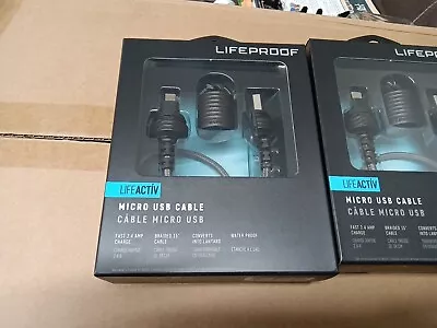 NEW Lifeproof LifeActiv Braided Lanyard Phone Micro USB Cable 15  2.4A 78-51259 • $4.50