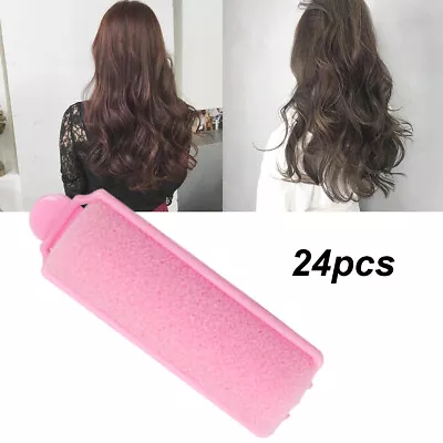 24X Soft Sponge Hair Curlers Foam Comfortable Sleep In Styling Wave Rollers Tool • £4.88