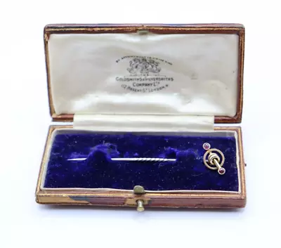 Antique 15ct Gold & Garnet Tie Or Pin Brooch Stamped 15ct • £65