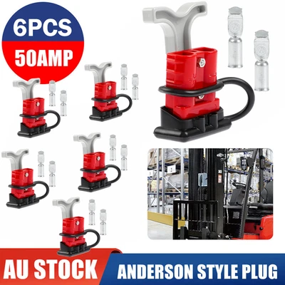 $25.99 • Buy 6PCS Anderson Style Plug Power Connectors 50AMP T Handle Dust Cap Cover Solar AU
