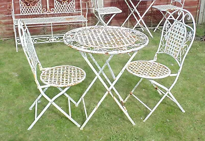  (#858) Garden Metal Bistro  Table And 2 Chairs   (Pick Up Only) • £135