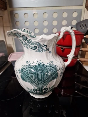 £10 • Buy Sefton Vintage Old China Large Water Decorative Flowers Jug Pot Floral Green