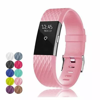 Very Good Diamond Silicone Watch Wrist Sports Band Strap For Fitbit Charge 2 AU • $6.85