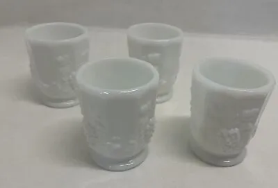 Vintage Westmoreland PANELED GRAPE Milk Glass 2oz Shot Glass Set Of 4 • $18.75