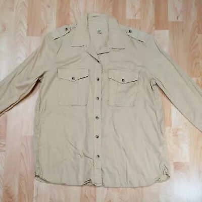 GAP Military Button Up Shirt  Long Sleeve Pockets Adult Med/Large Check Measures • $30