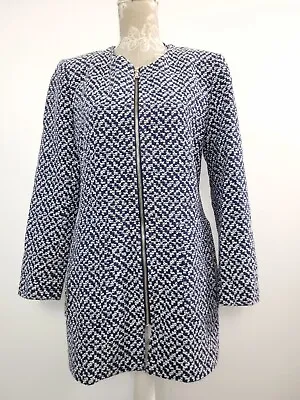 Zara Jacket Size UK 14 16 Full Zip Cardigan Blazer Knitted Zip Pockets • £24.99