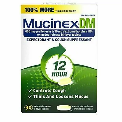 Mucinex DM Expectorant & Cough Suppressant 12HR 40 Tablets • $12.96