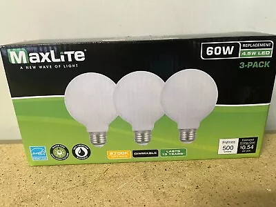 3-Pack Maxlite Dimmable LED Vanity Globe 4.5W SoftWhite Light Bulb G25 60W 2700k • $17.99