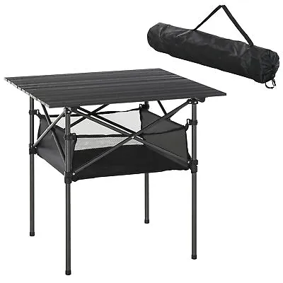 Outsunny Aluminum Camping Table Folding Table Picnic Table W/ Mesh  Bag Black • £36.99