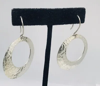 Vintage Alwand Vahan AV  Sterling Silver 925 Hammered Circle Hoop Hook Earrings • £61.76