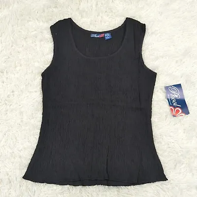 Vintage NOS Phool Black Smocked Sleeveless Tank Top Women Size S • $19.97