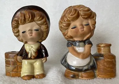 Vintage UCTCI Boy & Girl Figurines Planter Toothpick Holder Nice Condition • $9