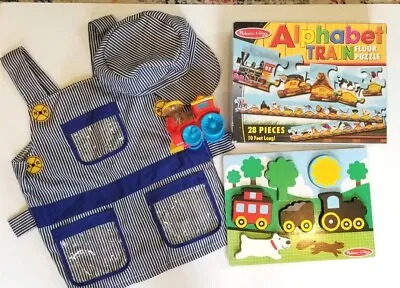 Melissa & Doug 4 Toy Train Lot Chunky Puzzle Dress Up Conductor Outfit Puzzle • $17.95
