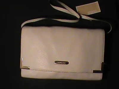 Michael Kors Beverly Vanilla Ivory Real Leather Clutch Shoulder Purse Gold NWT • $99
