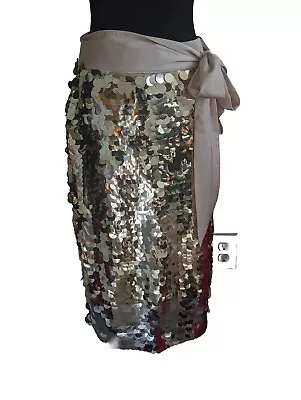 Pre-owned J.Crew Gold Ombre Satin-bow Paillette Sequin Skirt. Size 6 • $55