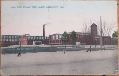 North Vassalboro ME 1908 Postcard American Woolen Mill Maine • $9.99