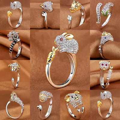 Fashion Cute Animal Rings For Women Handmade 925 Silver Jewelry Gift Adjustable • $3.89