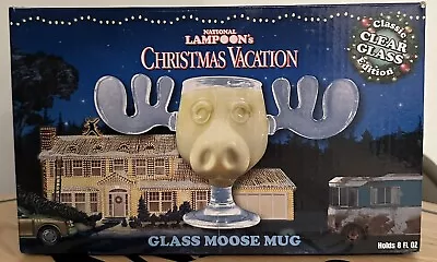 National Lampoons CHRISTMAS VACATION Clark Griswold Clear Glass Moose Mug NIB • £24.08