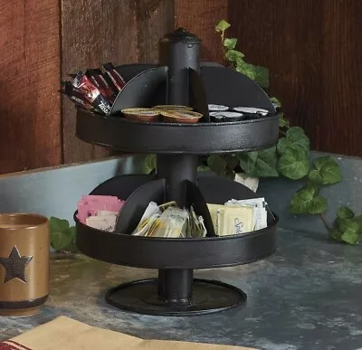 Lazy Susan Organizer 2 Tier Black Metal Rotating Rack • $68