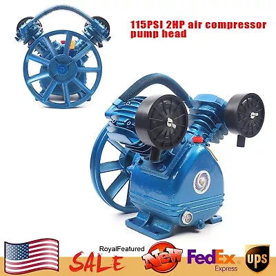 V-Type Twin Cylinder Air Compressor Pump Head Single Stage 115 PSI 2HP Air Tool • $116.86