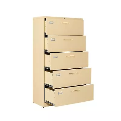 BYNSOE 5 Drawer Lateral File Cabinet Metal Filing Storage Cabinet With Lock O... • $300