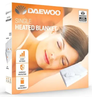 Daewoo Electric Blanket 3 Settings Heated Under Bed Winter Warming 40W - SINGLE • £18.99