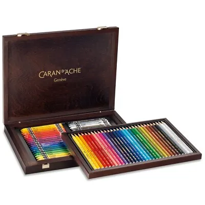 Caran D'Ache Prismalo Colour Pencils 30 + 40 Neocolor II Wax Pastels Wooden Box • £165.49