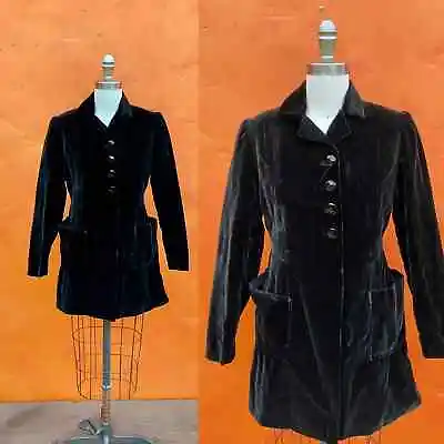 £195.66 • Buy Vintage 1940s Victorian Black Silk Velvet Frock Coat Jacket RIDING COAT TAILCOAT