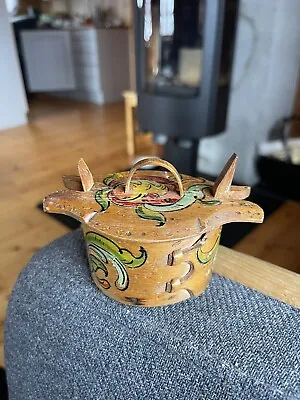 Antique Norwegian Rosemaled Tine Box • $39