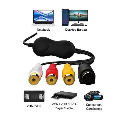 USB 2.0 PC CVBS AV S-video Video Capture Card Grabber Record For Mac Win7/8/10 • $16.12