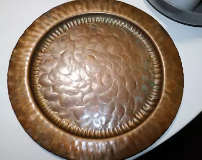 Vintage Hammered Copper Round Tray Arts And Crafts By Craftsman Co • $45