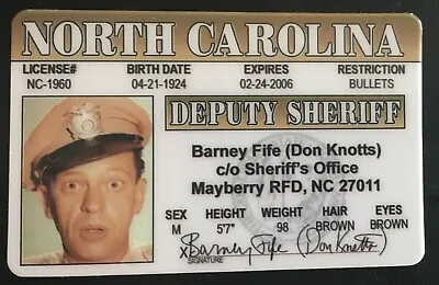 Barney Fife Don Knotts Mayberry NC Deputy Novelty Sheriff Andy Griffith Card • $9